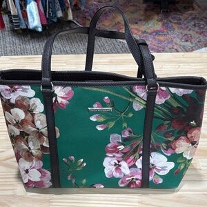 Dana Buchman Green Floral Tote Bag